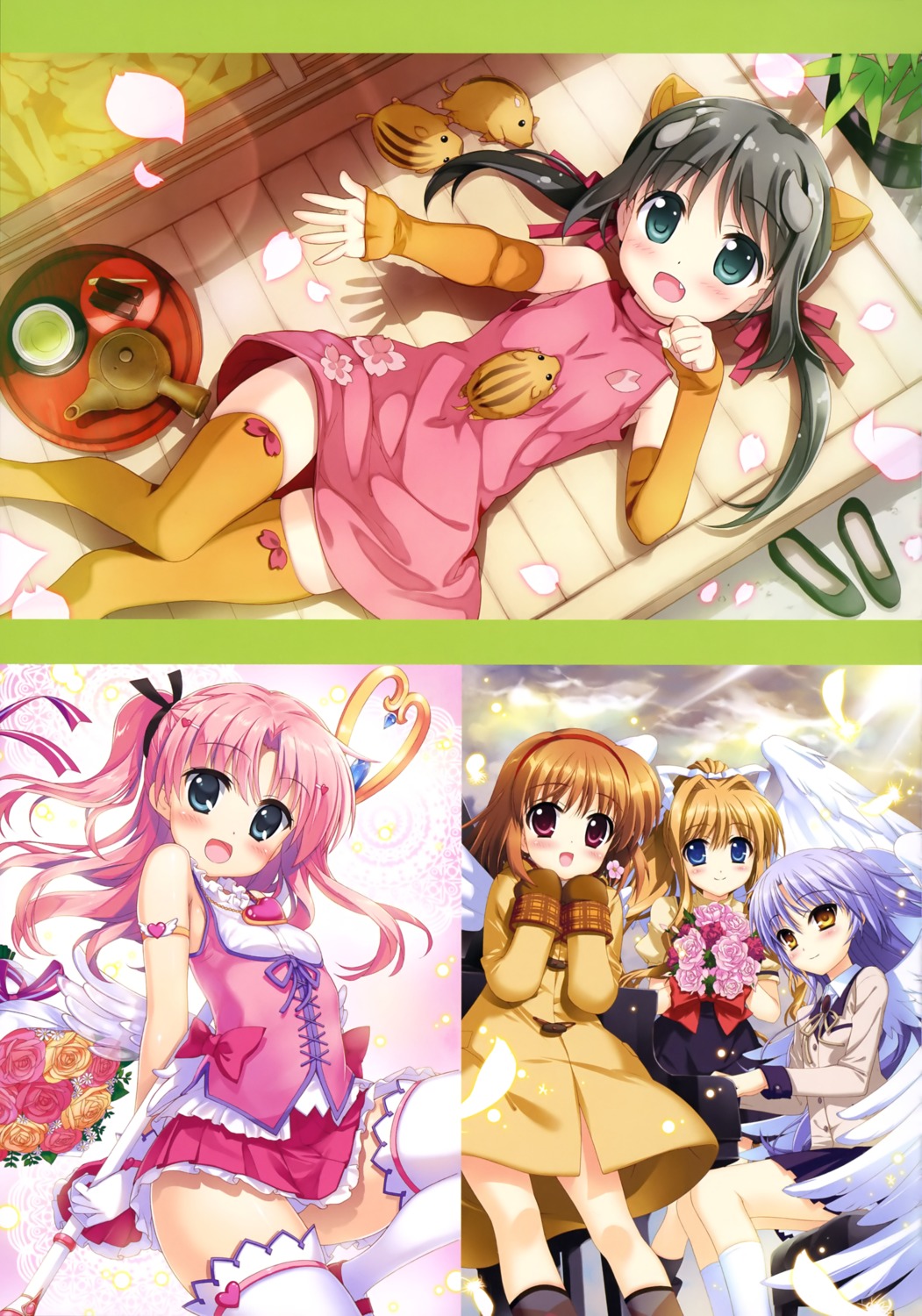 air angel_beats! animal_ears dress etotama fujima_takuya horns kamio_misuzu kanon maaryan pantsu seifuku tenshi thighhighs to_heart_(series) to_heart_2 tsukimiya_ayu uri-tan weapon wings