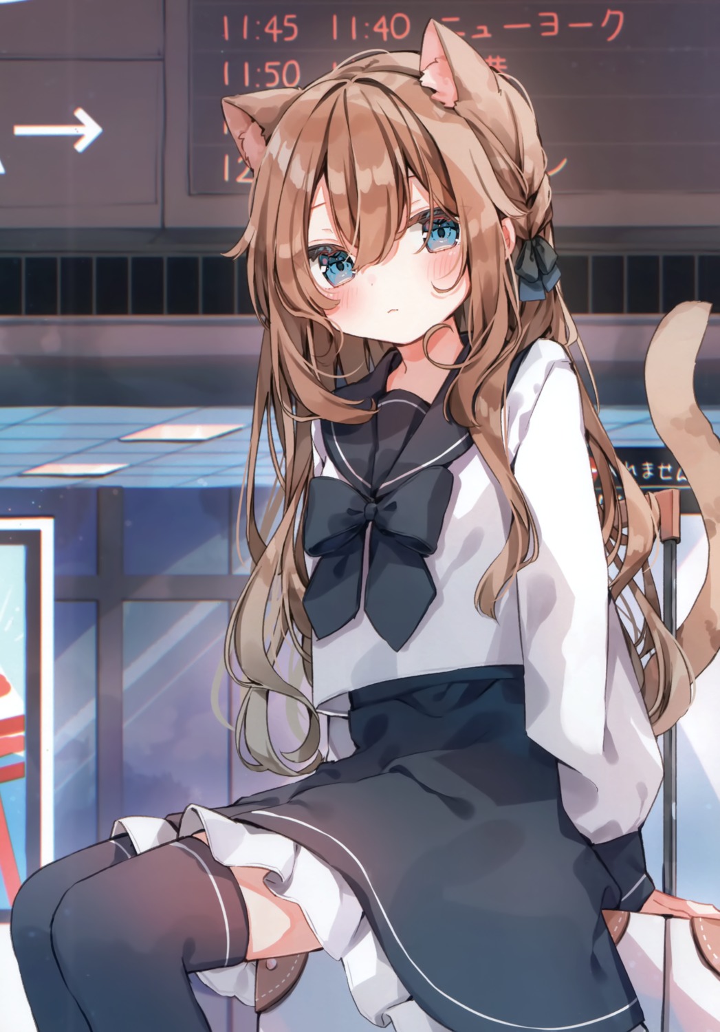 animal_ears nekomimi pirori_kingdom pirorikin seifuku tail thighhighs