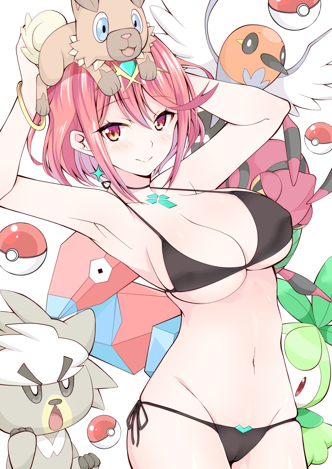 bikini cameltoe crossover daive erect_nipples homura_(xenoblade_2) pokemon swimsuits xenoblade_(series) xenoblade_2