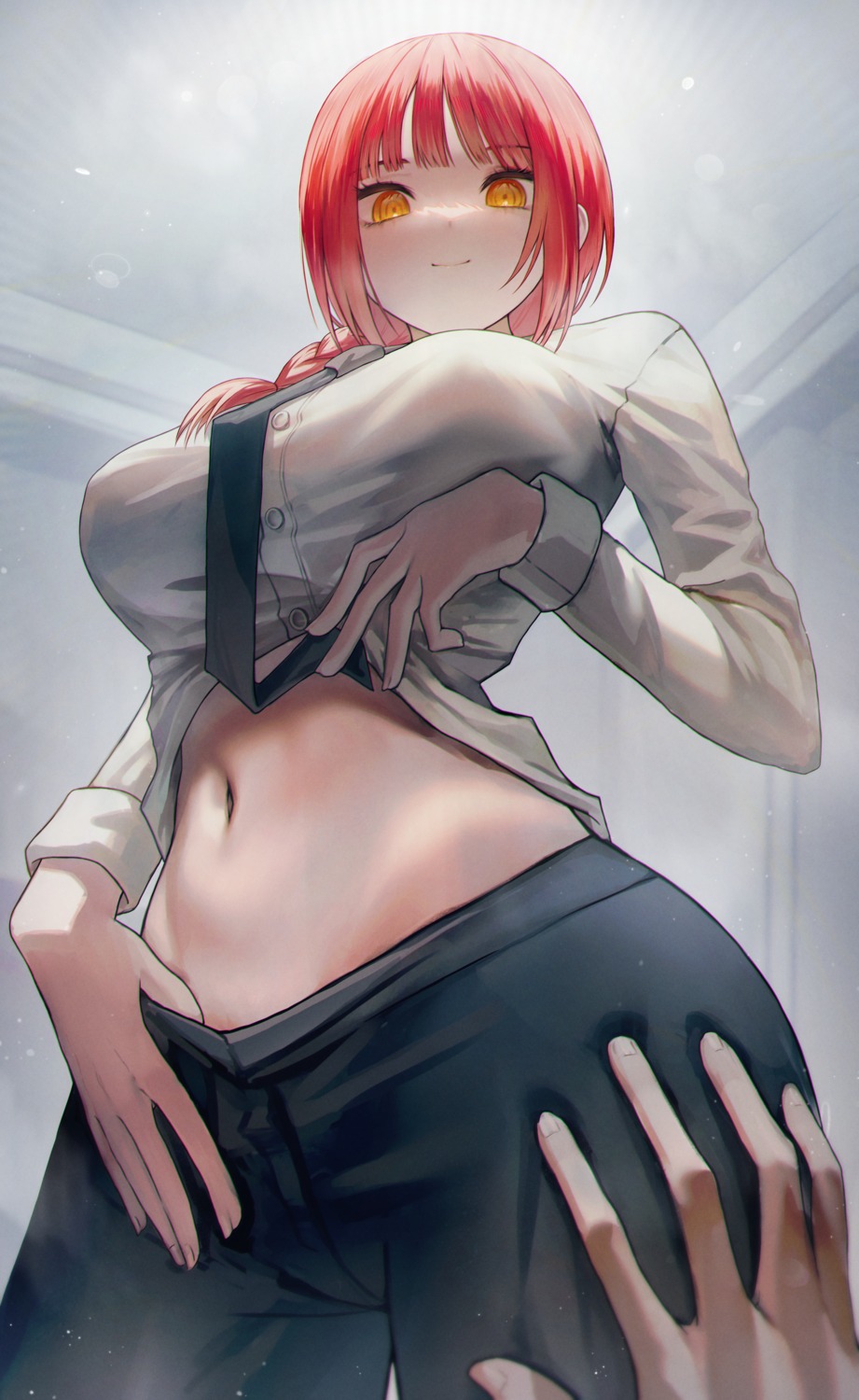 chainsaw_man dress_shirt han_seol makima_(chainsaw_man) undressing