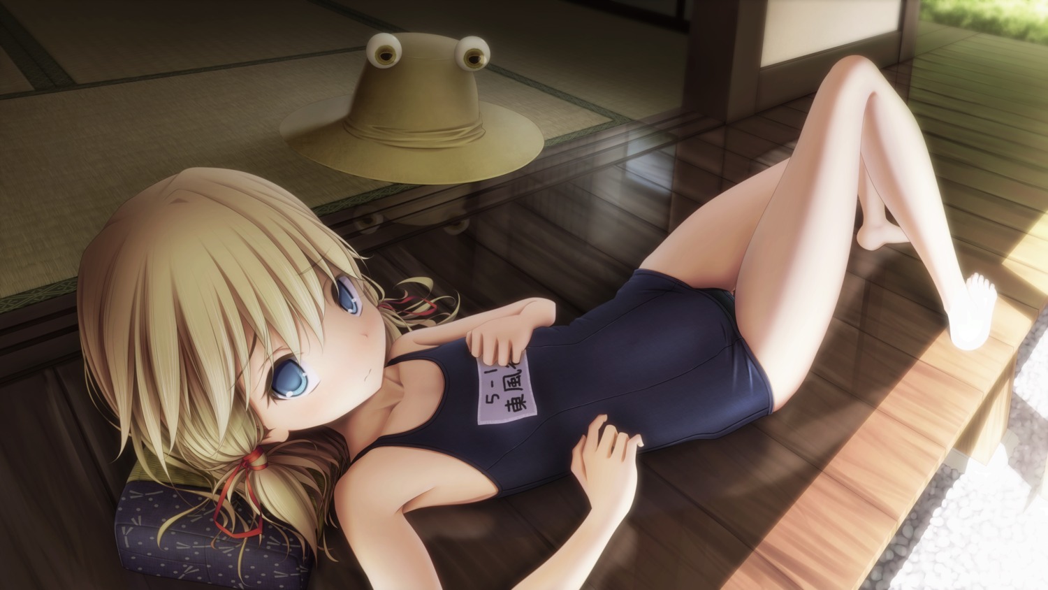 cameltoe kujira-kousen loli moriya_suwako school_swimsuit swimsuits touhou wallpaper