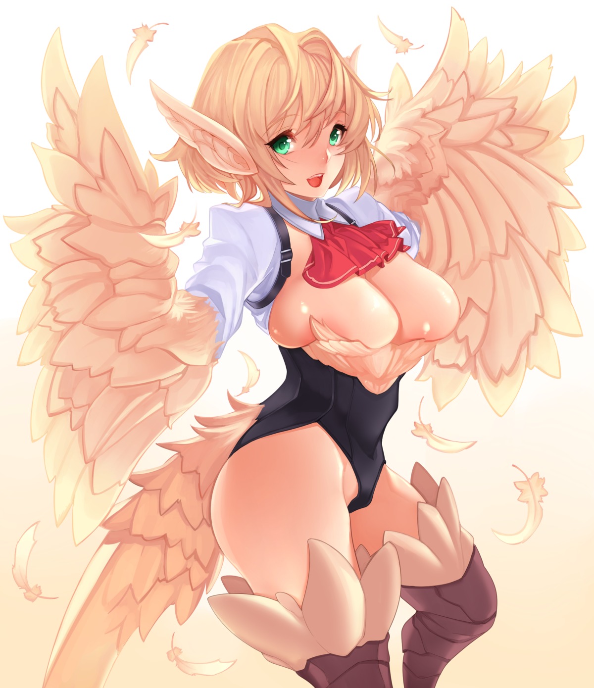 leotard no_bra tahnya tail thighhighs wings