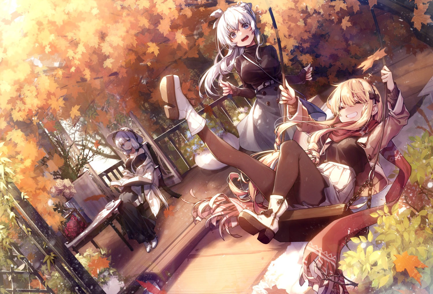 azur_lane dress heels illustrious_(azur_lane) pantyhose queen_elizabeth_(azur_lane) rodney_(azur_lane) rukousou_no_hana sweater