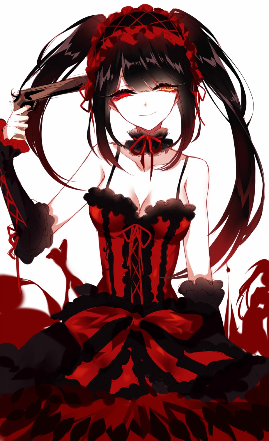 cleavage date_a_live dress gothic_lolita gun heterochromia lolita_fashion sheya tokisaki_kurumi