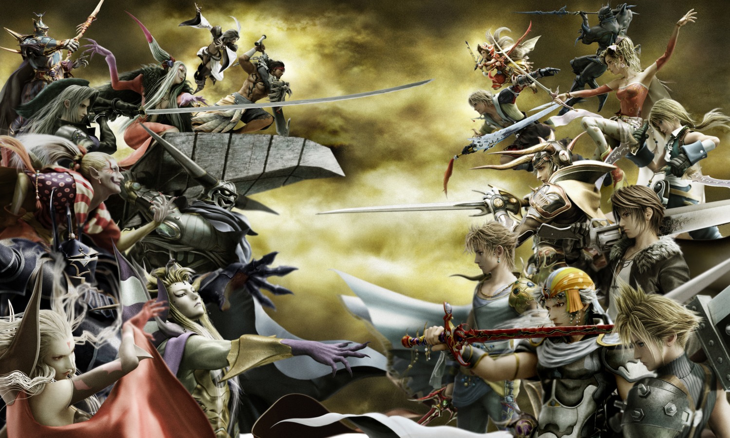 armor bartz_klauser cecil_harvey cg cloud_of_darkness cloud_strife dissidia_final_fantasy emperor exdeath final_fantasy final_fantasy_i final_fantasy_ii final_fantasy_iii final_fantasy_iv final_fantasy_ix final_fantasy_v final_fantasy_vi final_fantasy_vii final_fantasy_viii final_fantasy_x firion garland golbez jecht kefka_palazzo kuja onion_knight sephiroth squall_leonhart square_enix sword tidus tina_branford ultimecia warrior_of_light weapon zidane_tribal