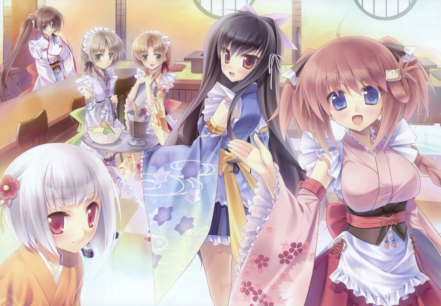 apricot_plum crease kumatora_tatsumi maid minazuki_haruka miyatsuki_itsuka nadeshiko_drip wa_maid