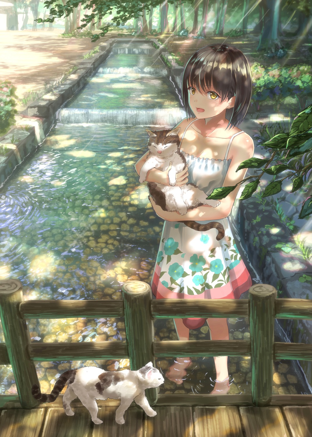 cleavage dress landscape neko sugi87 summer_dress wet