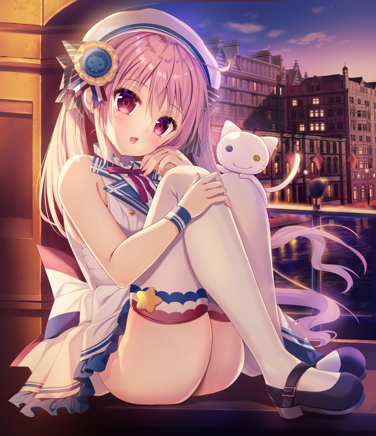 neko nopan shiwasu_horio skirt_lift thighhighs uniform