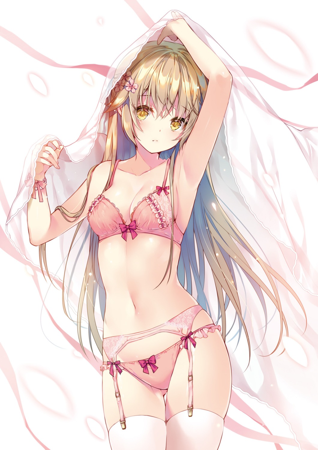 bra cleavage garter_belt lingerie miwabe_sakura pantsu see_through stockings thighhighs