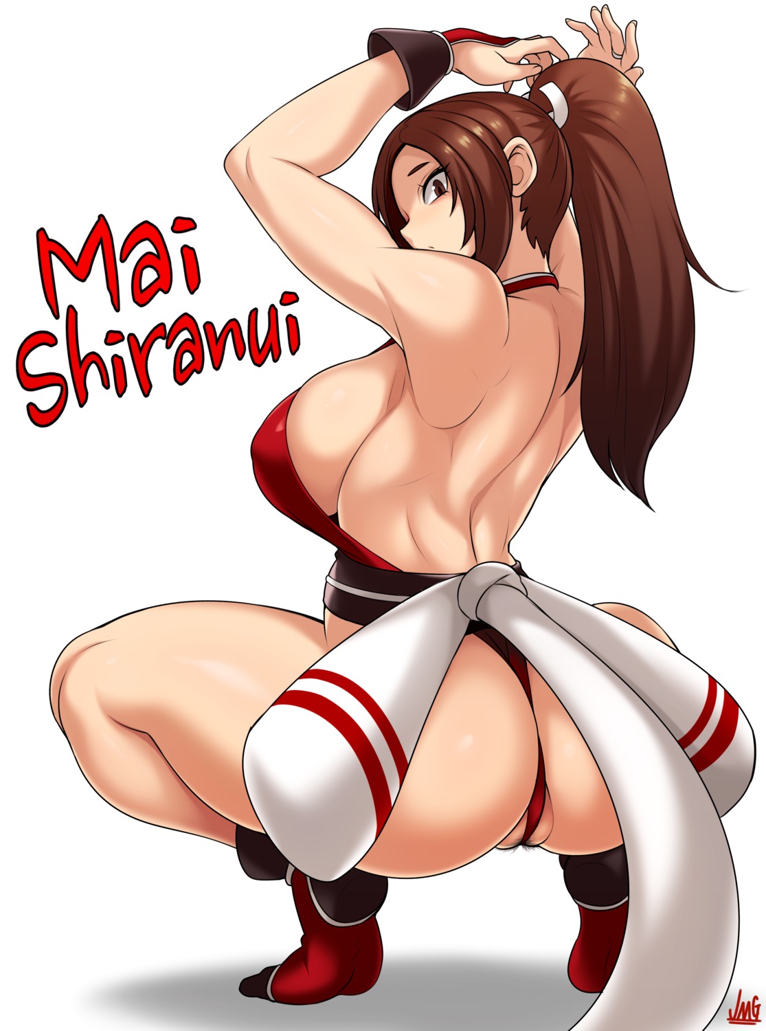 ass erect_nipples fatal_fury japanese_clothes jmg king_of_fighters leotard no_bra pubic_hair shiranui_mai