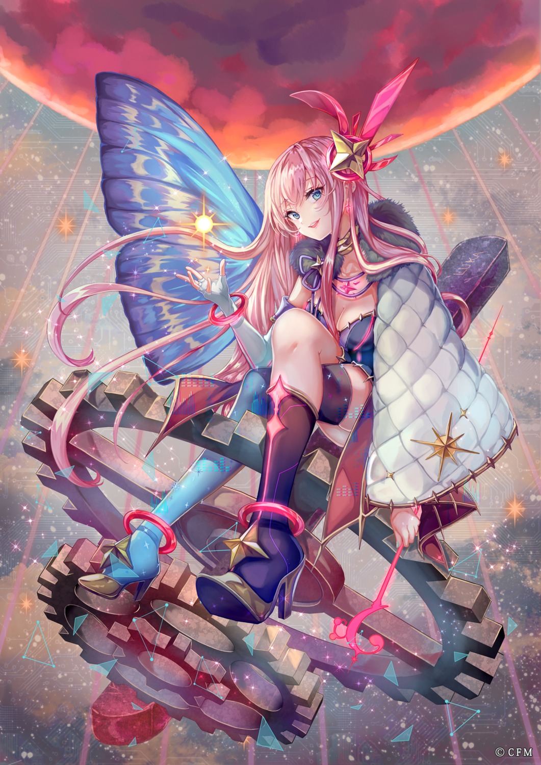 cleavage heels megurine_luka pisuke thighhighs vocaloid wings