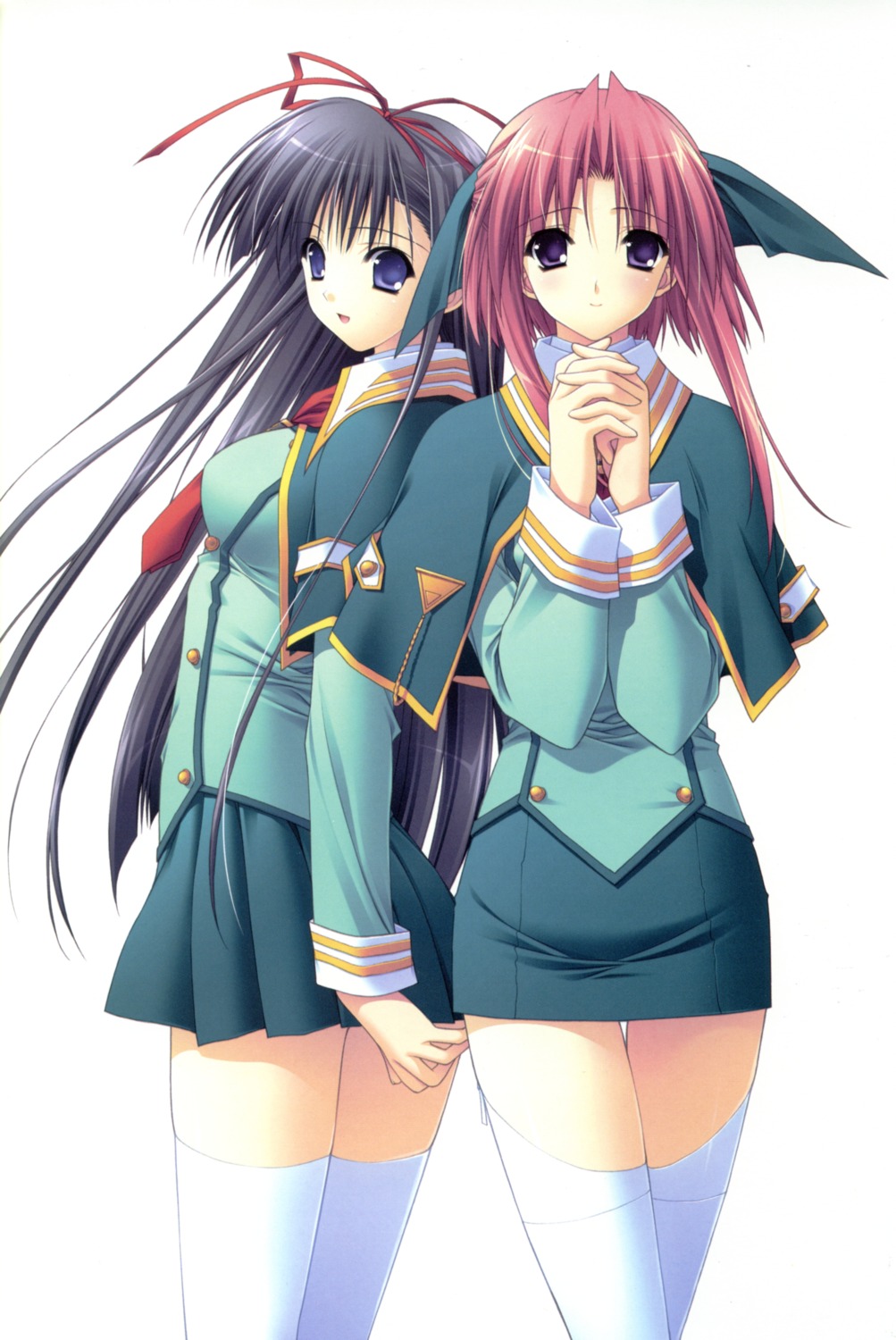 fixme morisaki_nao nagase_sayaka soul_link suzuhira_hiro thighhighs uniform