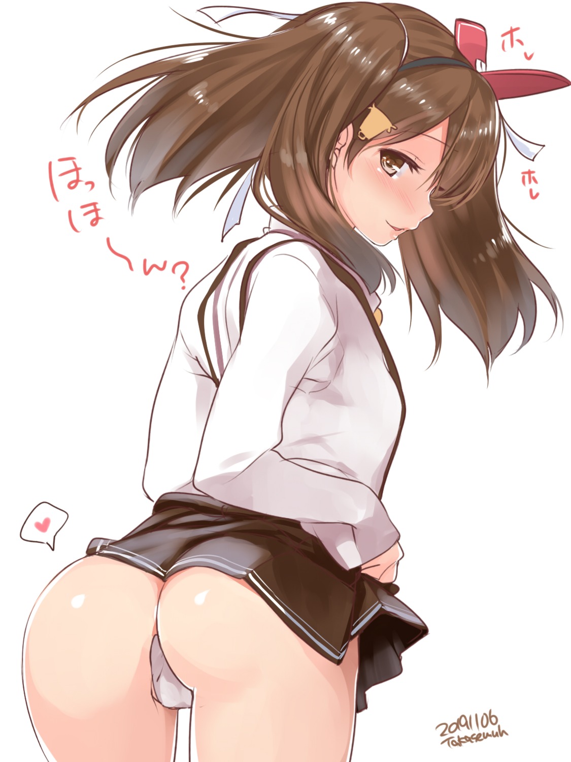 ass cameltoe kantai_collection pantsu ryuujou_(kancolle) skirt_lift takase_muu thong