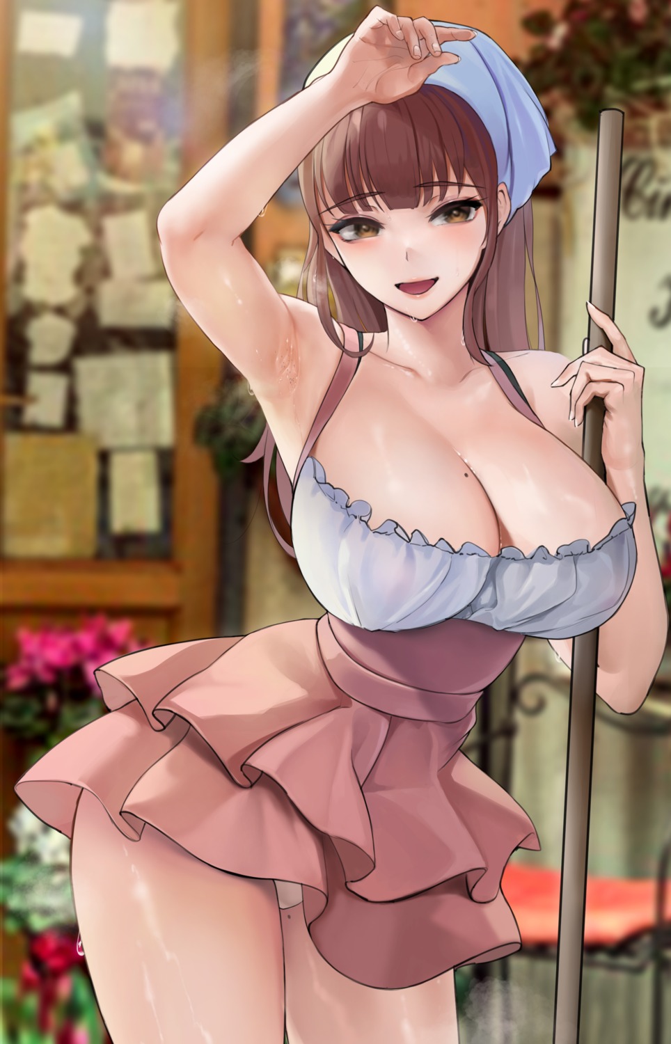 areola mute_(mute89539160) no_bra pantsu see_through skirt_lift