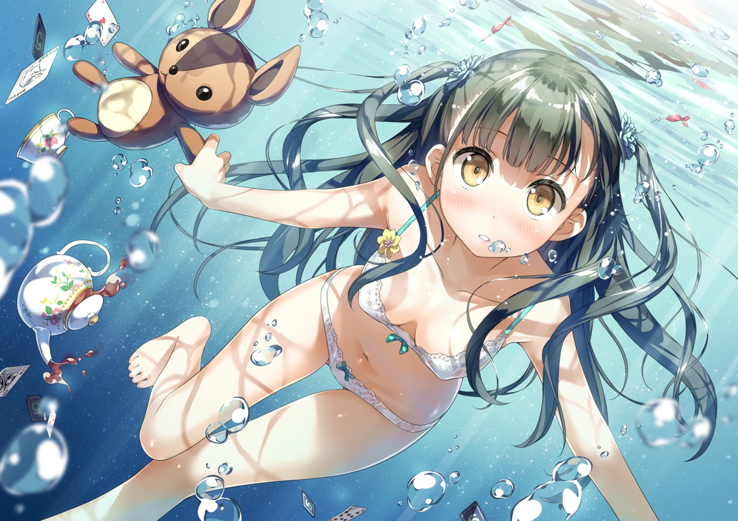 5_nenme_no_houkago bra erect_nipples feet kantoku nagisa_(kantoku) pantsu wet