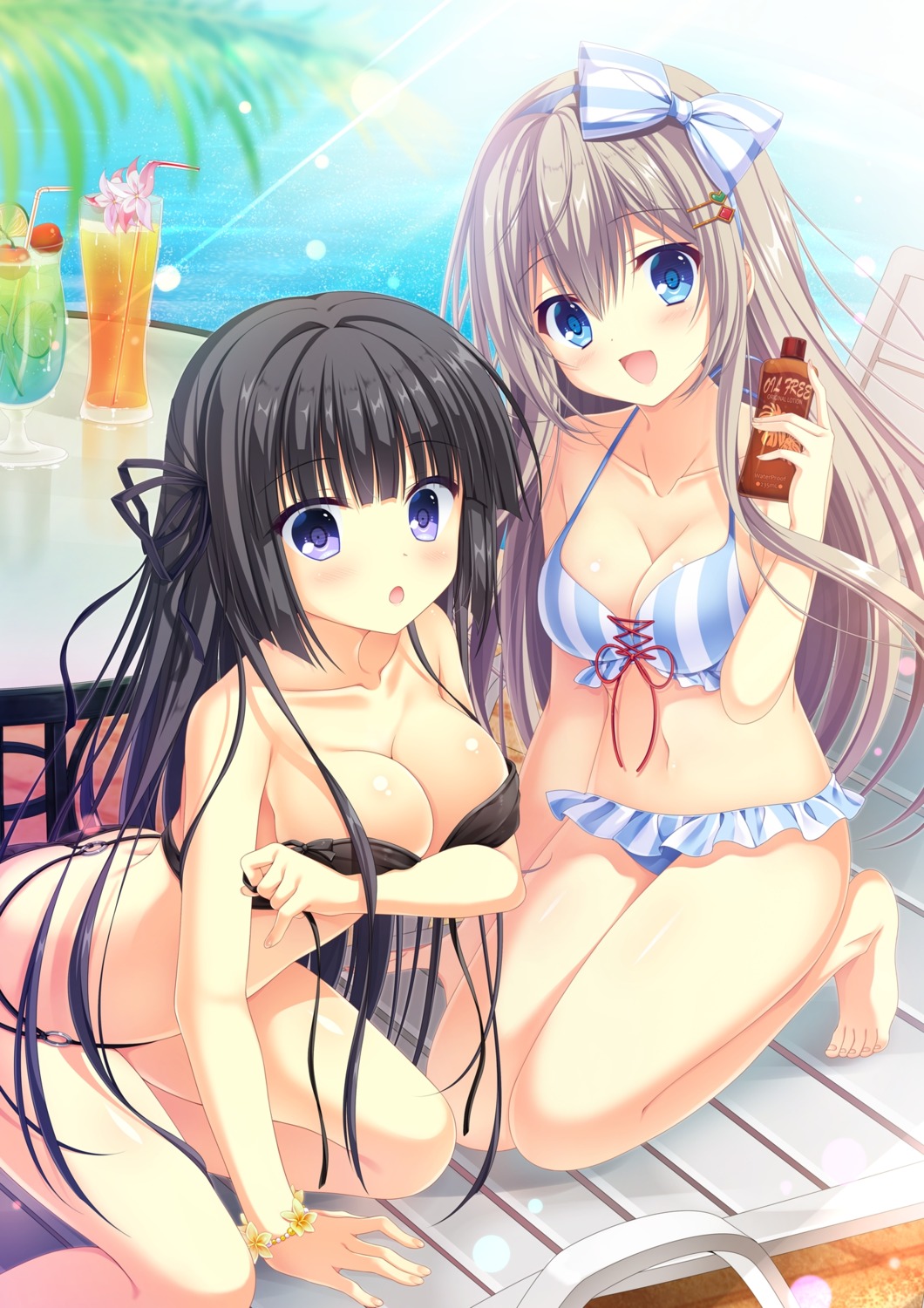 bikini breast_hold circus da_capo_(series) da_capo_iv sagisawa_arisu swimsuits takano_yuki tanihara_natsuki tokisaka_nino wardrobe_malfunction