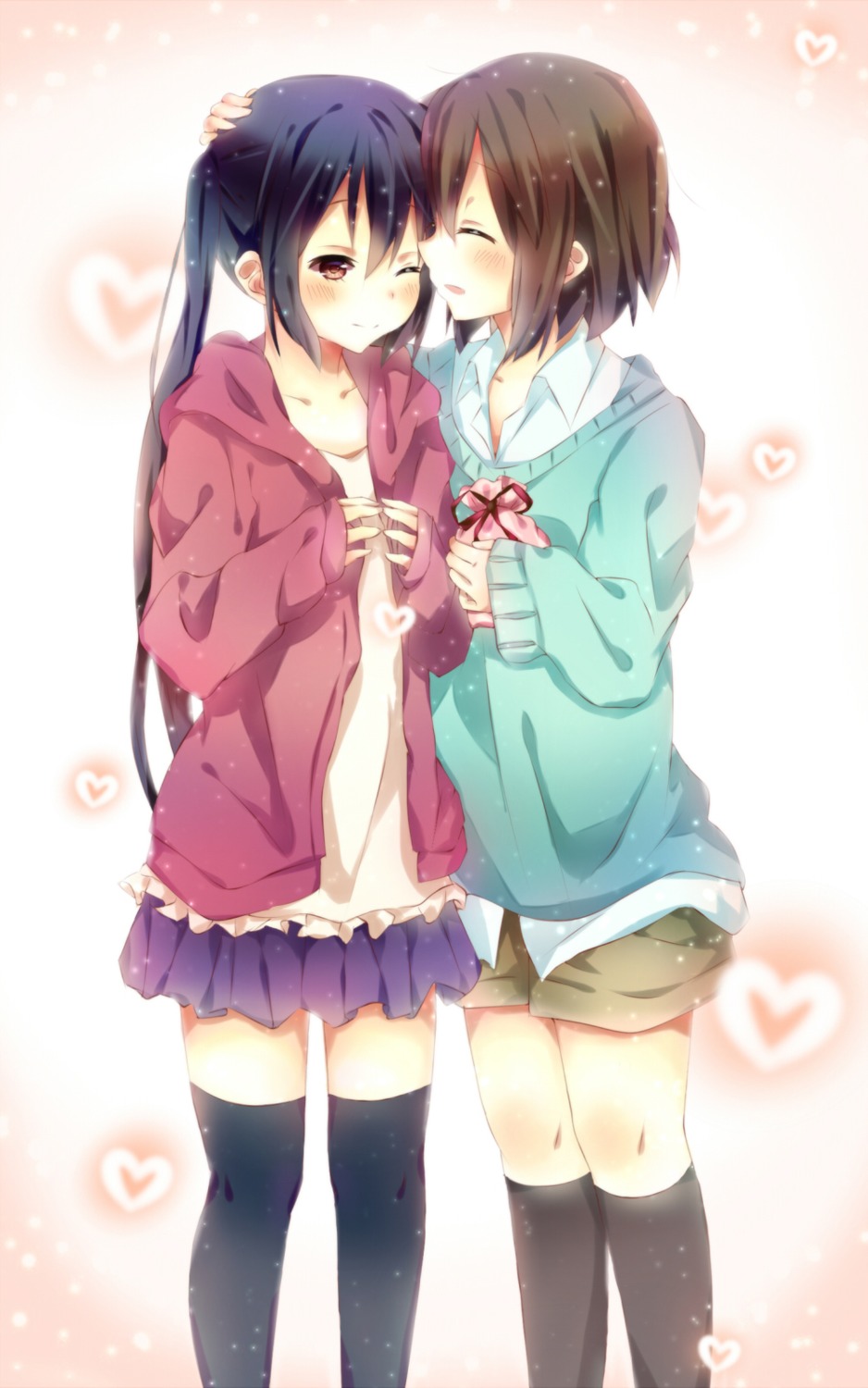 hirasawa_yui k-on! nakano_azusa saya_(ccmkk54) thighhighs yuri