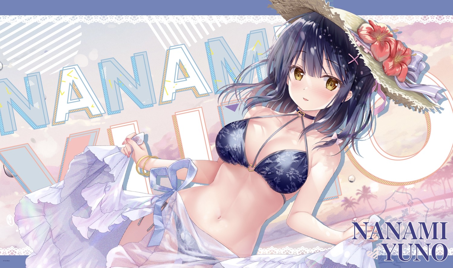 bikini nanami_yuuno see_through skirt_lift swimsuits twinbox twinbox_school wallpaper