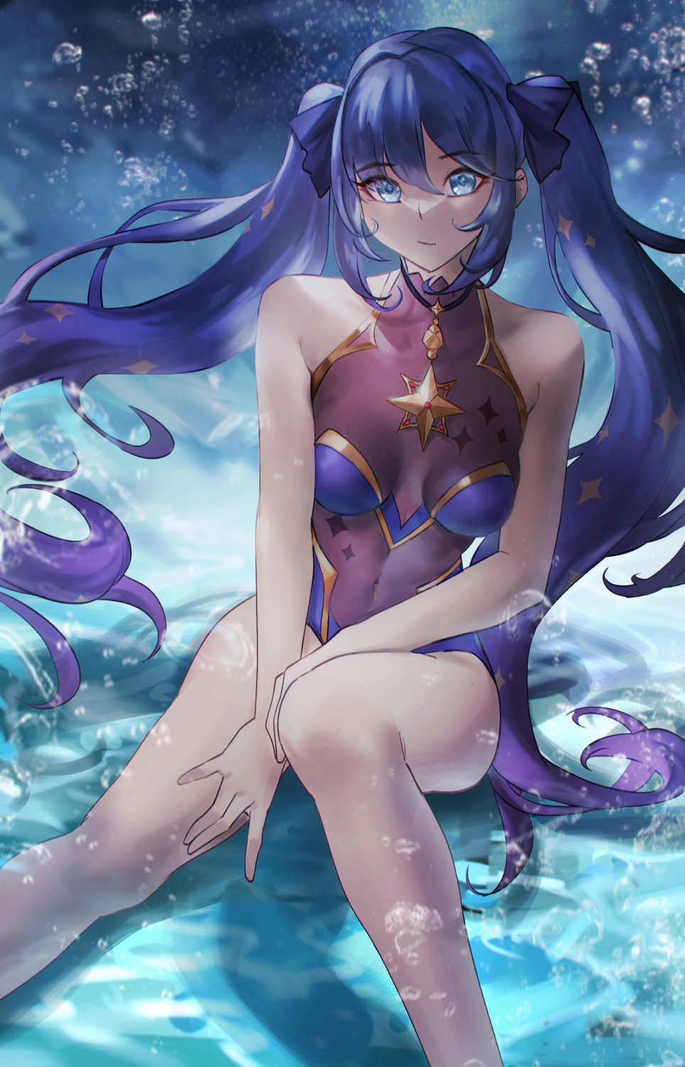 aragiken genshin_impact leotard mona_megistus no_bra see_through