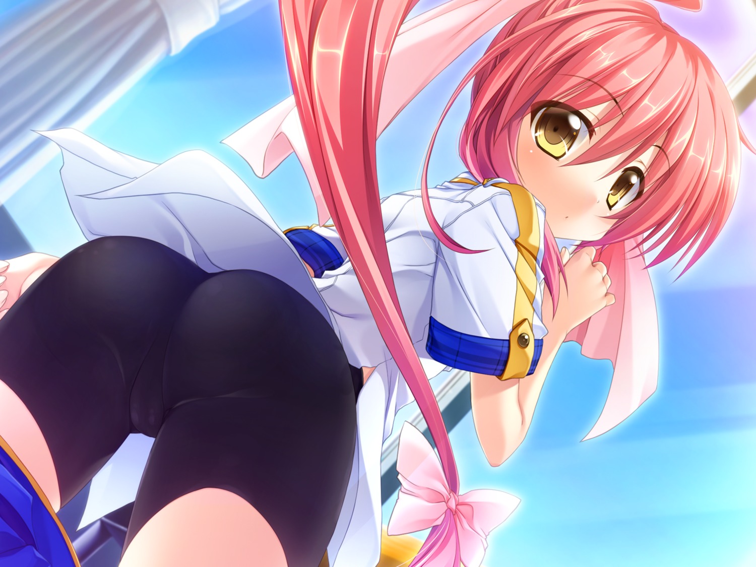 ass bike_shorts cameltoe dai_ni_ongakushitsu_he_youkoso!! game_cg wheel