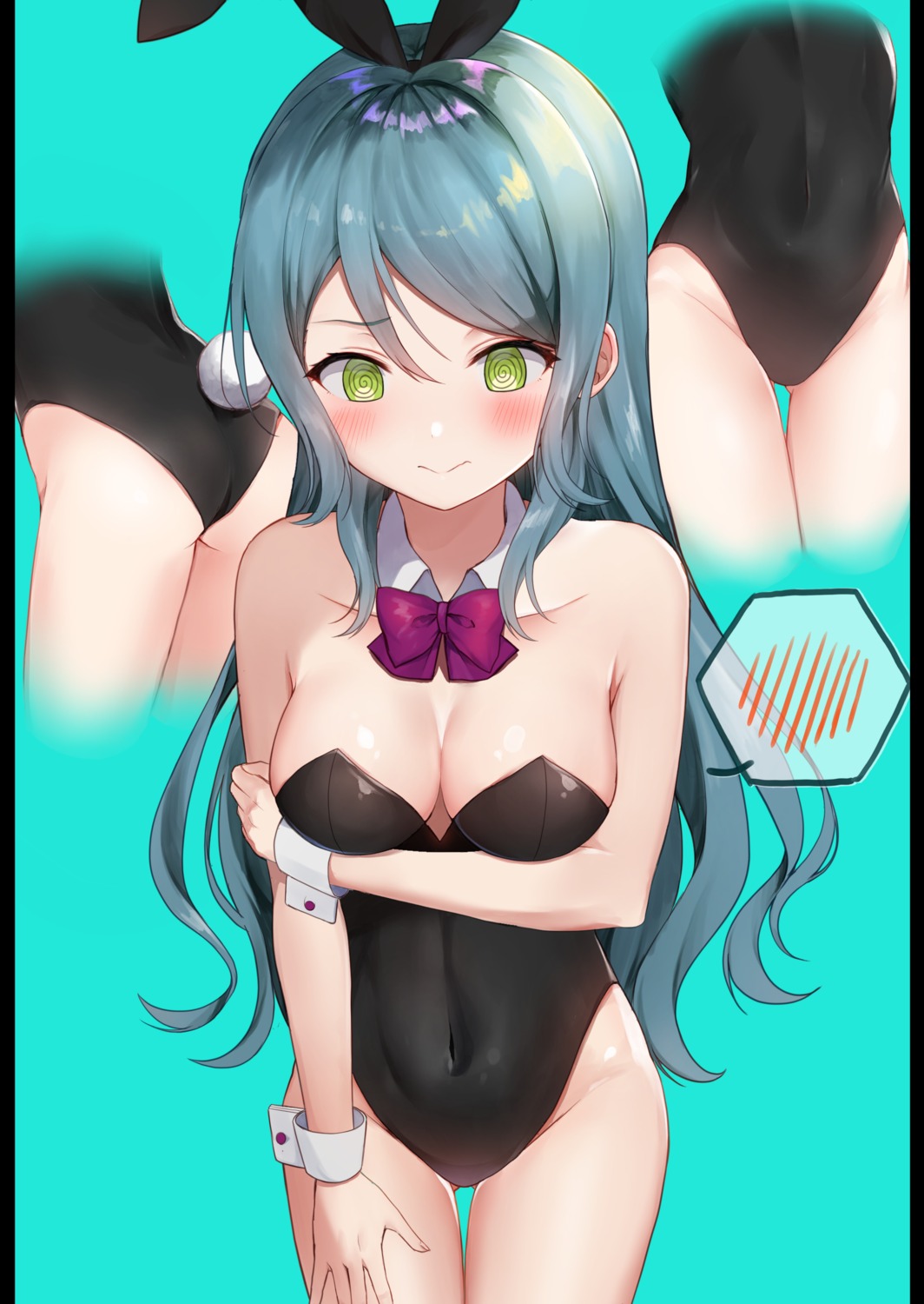 animal_ears ass bang_dream! breast_hold bunny_ears bunny_girl cleavage hikawa_sayo mia_(fai1510) no_bra tail