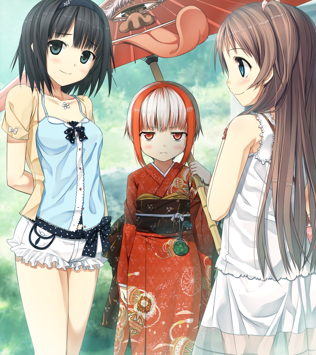 arishima_alice cura dress game_cg kimono lose monobeno sawai_natsuha sumi_(monobeno) summer_dress