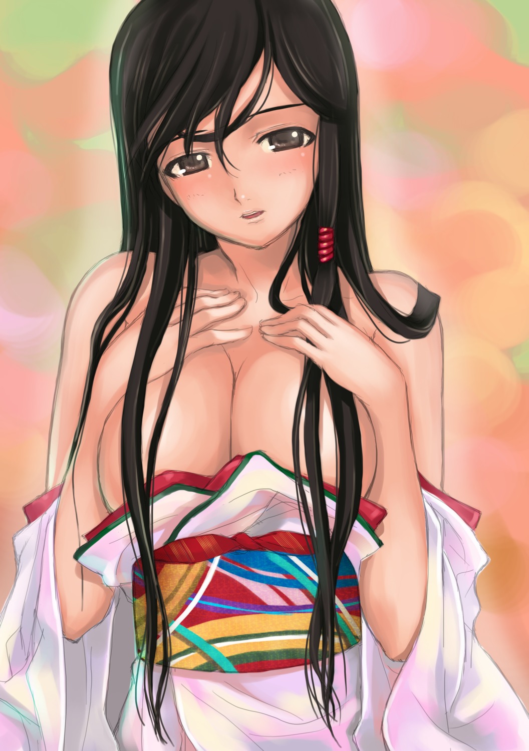 breasts cleavage dead_or_alive kimono kokoro mikazuki_akira no_bra tri-moon!