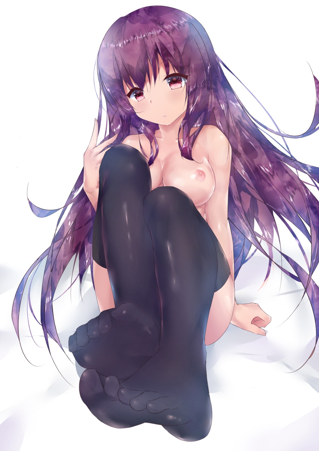 fate/grand_order feet naked nipples scathach_(fate/grand_order) thighhighs twiska_(doubitian)