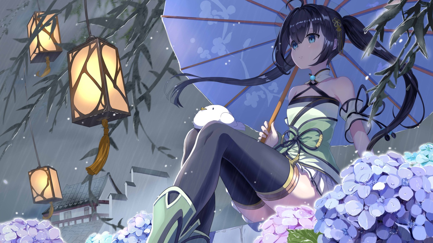 asian_clothes project_lucca rina_(shen4705498) thighhighs umbrella wallpaper