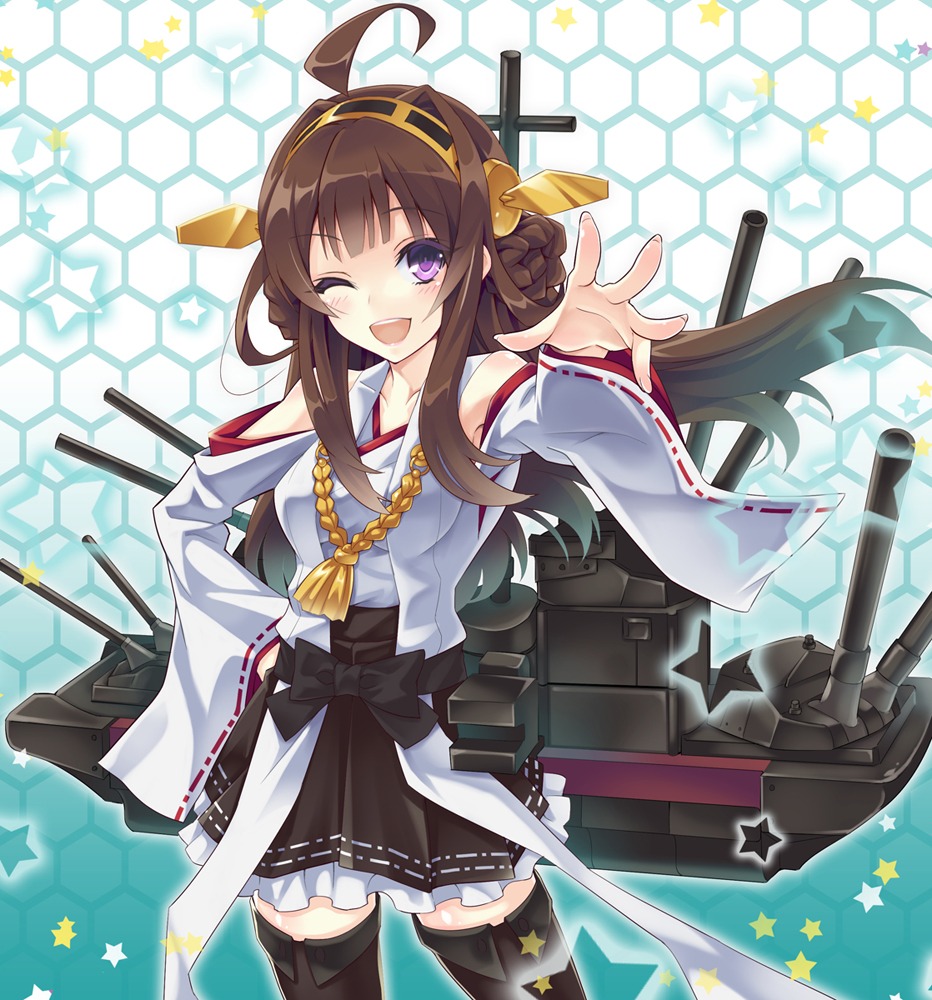 kantai_collection kongou_(kancolle) thighhighs urabi