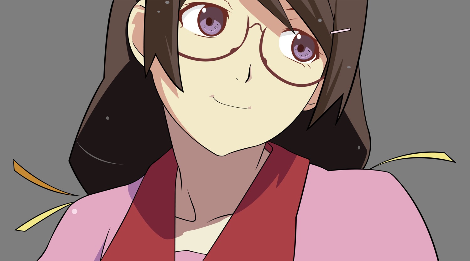 bakemonogatari hanekawa_tsubasa megane monogatari_(series) seifuku transparent_png vector_trace