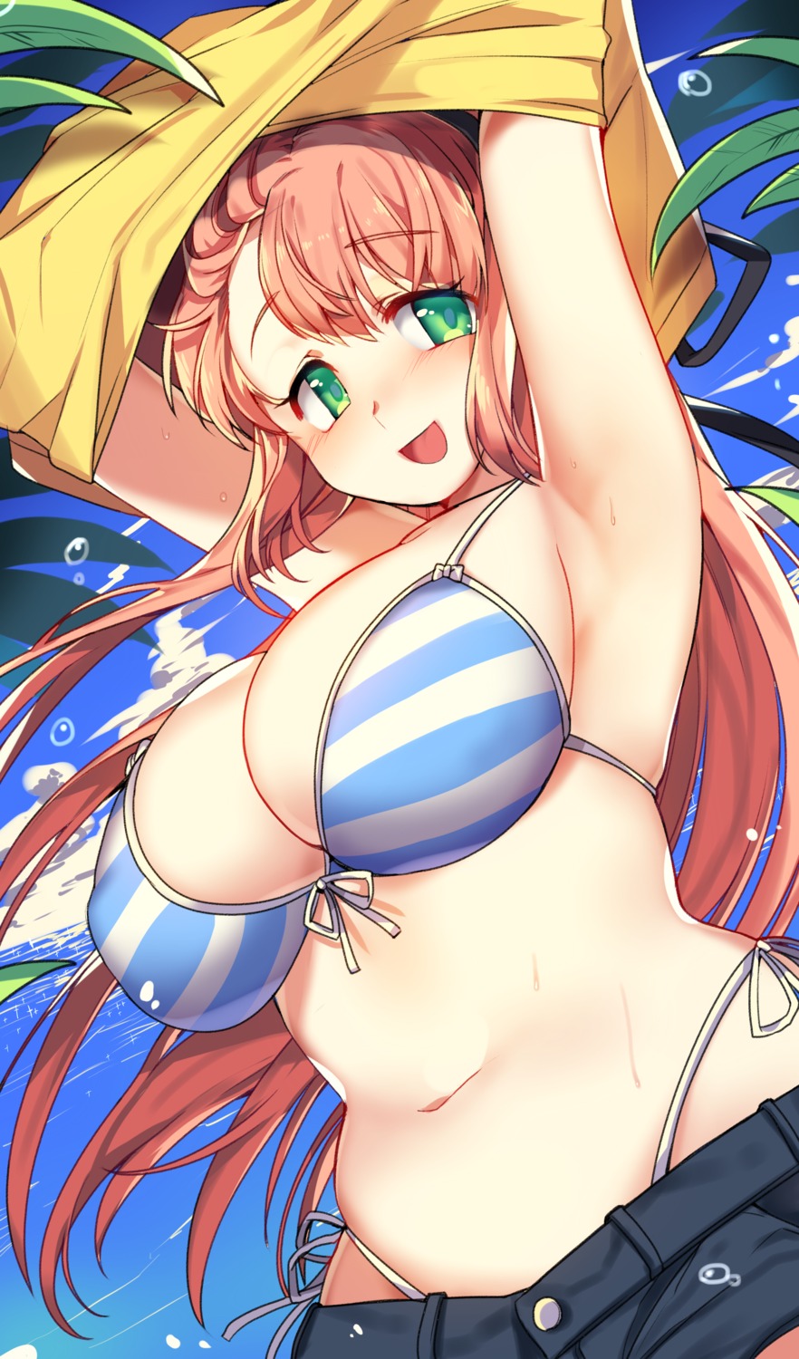 bikini dungeon_fighter mendou_kusai shirt_lift swimsuits undressing