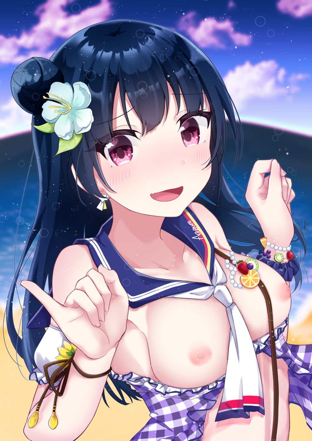 breasts harukasu_(mememememo) love_live!_sunshine!! nipples no_bra tsushima_yoshiko