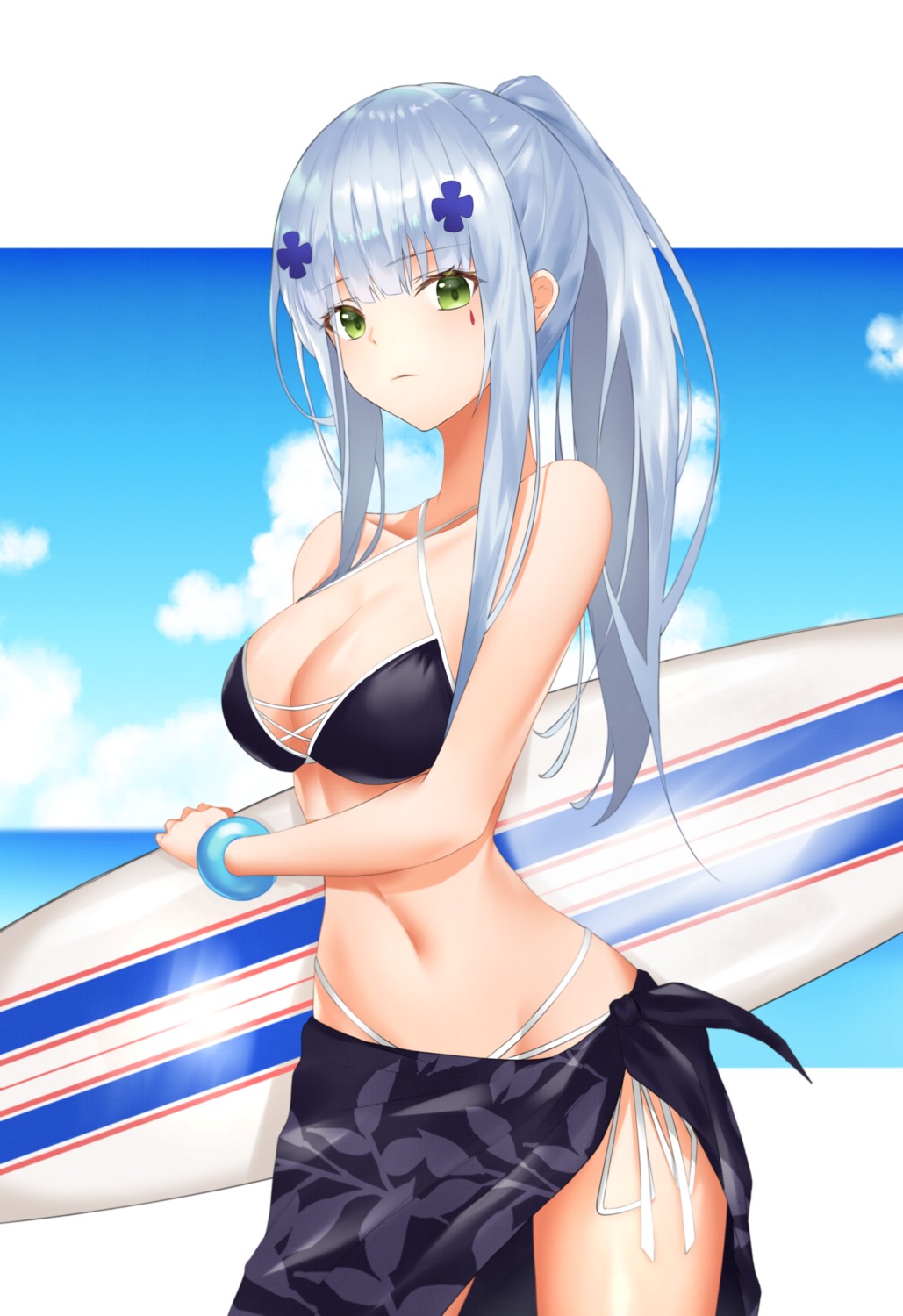 bikini breast_hold cleavage girls_frontline hk416_(girls_frontline) macaron_(pixiv_19737829) swimsuits