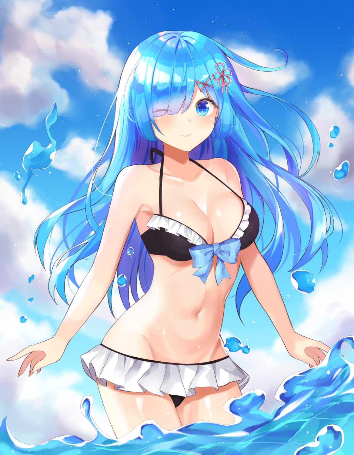 bikini re_zero_kara_hajimeru_isekai_seikatsu rem_(re_zero) swimsuits wet yeoru