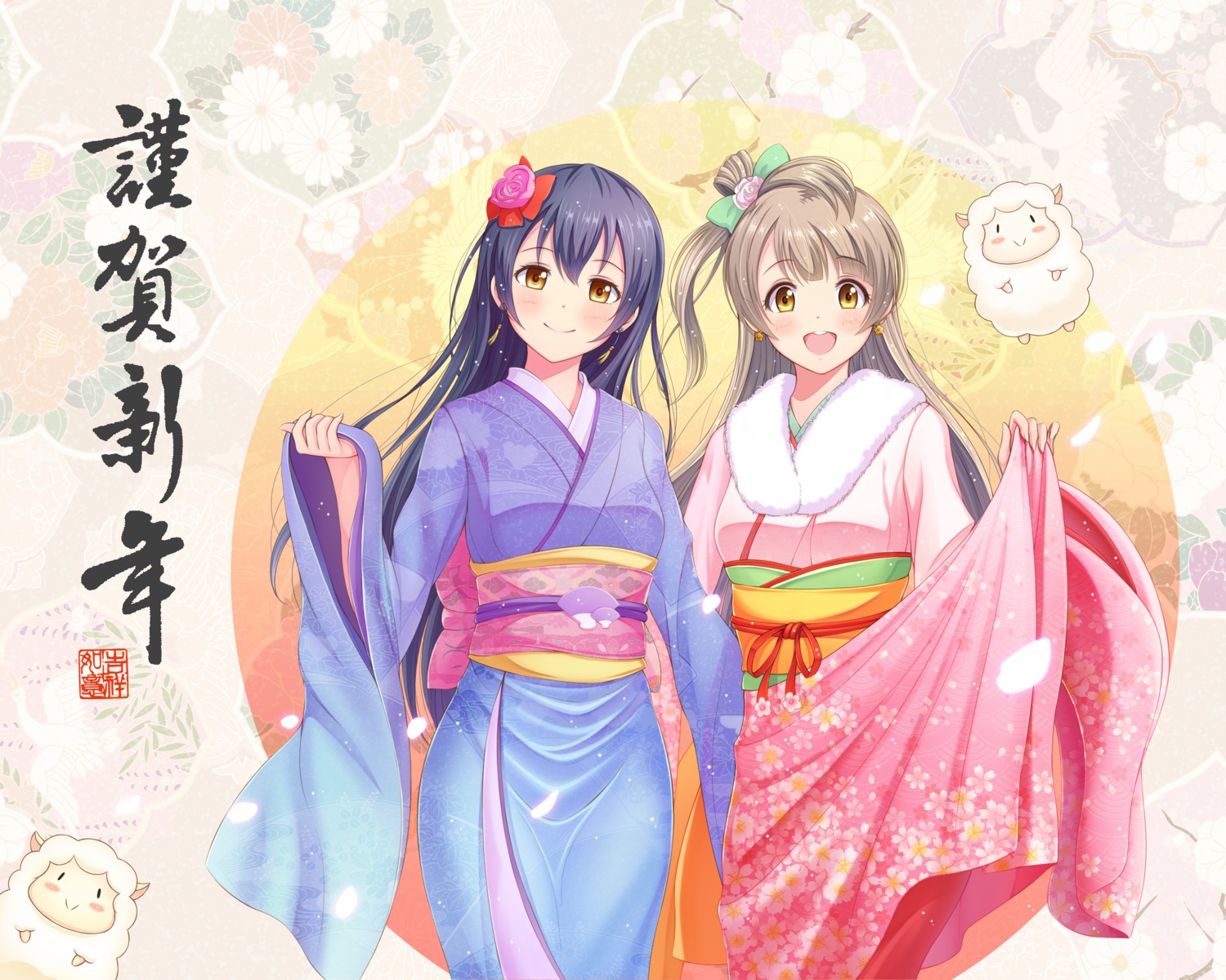 kimono love_live! love_live!_(series) ltt_challenger minami_kotori sonoda_umi