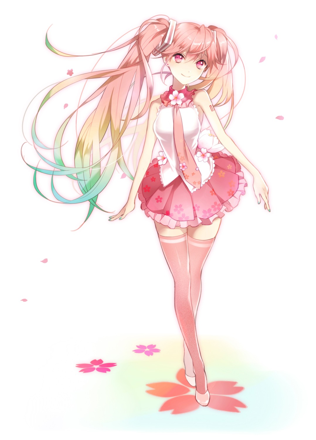 hatsune_miku sakura_miku thighhighs tyuh vocaloid