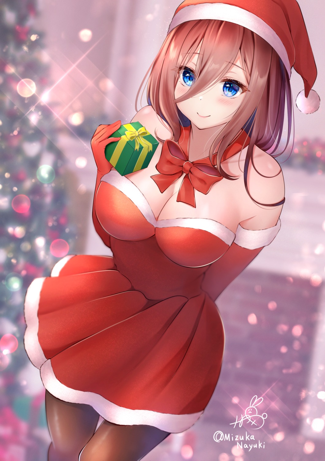 5-toubun_no_hanayome christmas cleavage dress nakano_miku pantyhose tagme