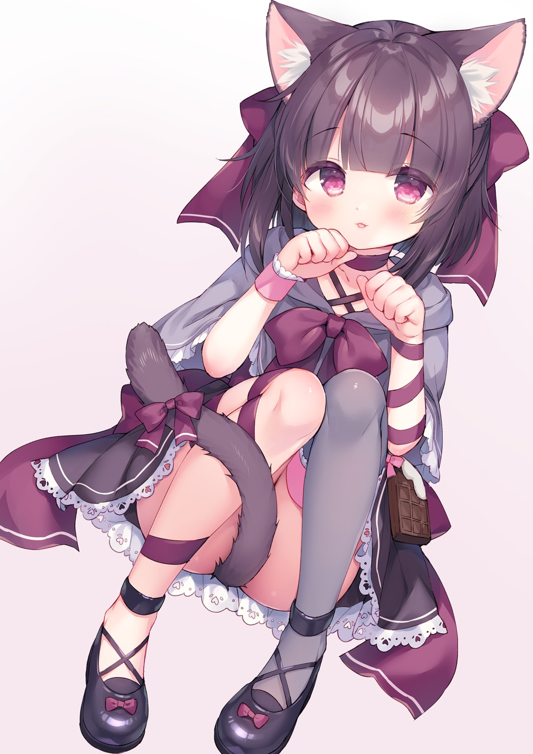 animal_ears loli lolita_fashion nekomimi skirt_lift tail thighhighs usashiro_mani