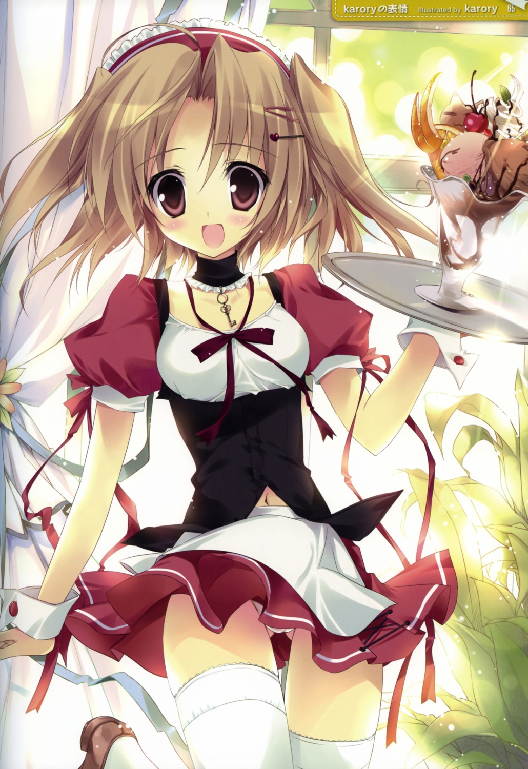 cameltoe karory maid pantsu skirt_lift thighhighs waitress