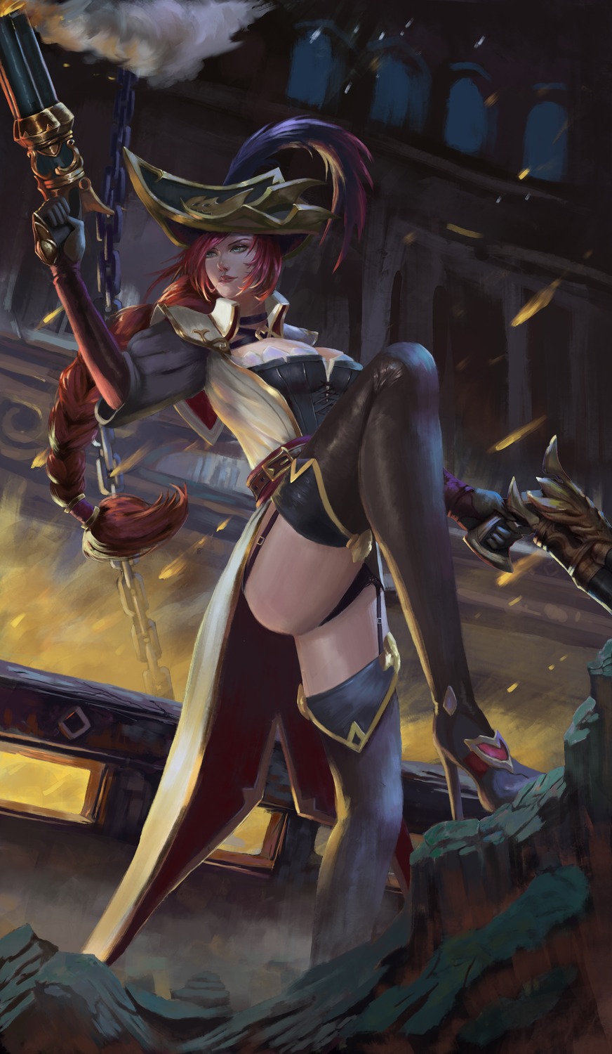 gun heels jangsunyo league_of_legends pantsu pirate stockings thighhighs thong