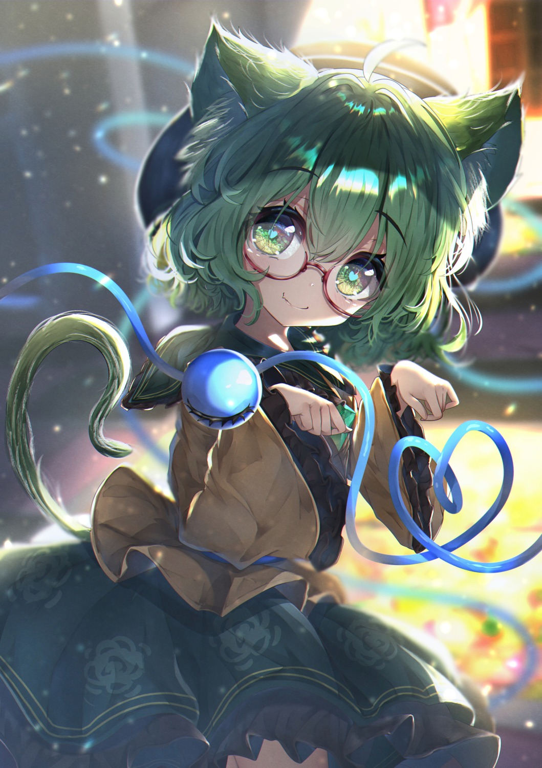 animal_ears dfra dress komeiji_koishi megane nekomimi tail touhou