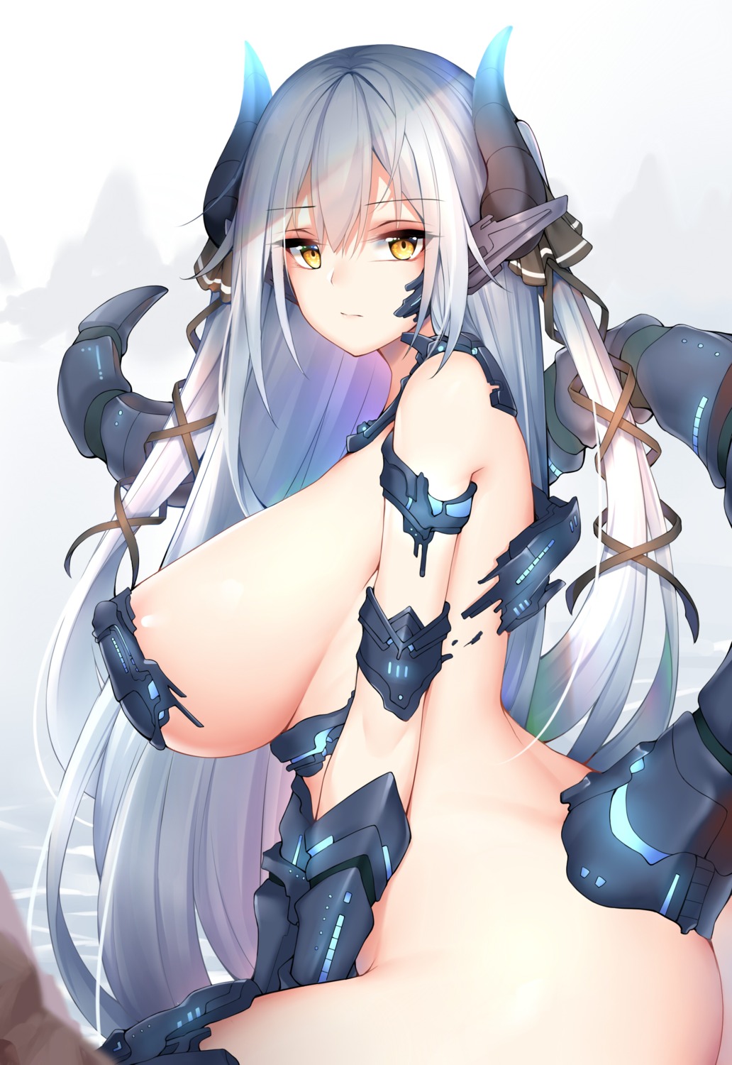 areola ass chixiao horns mecha_musume naked pasties tail thighhighs