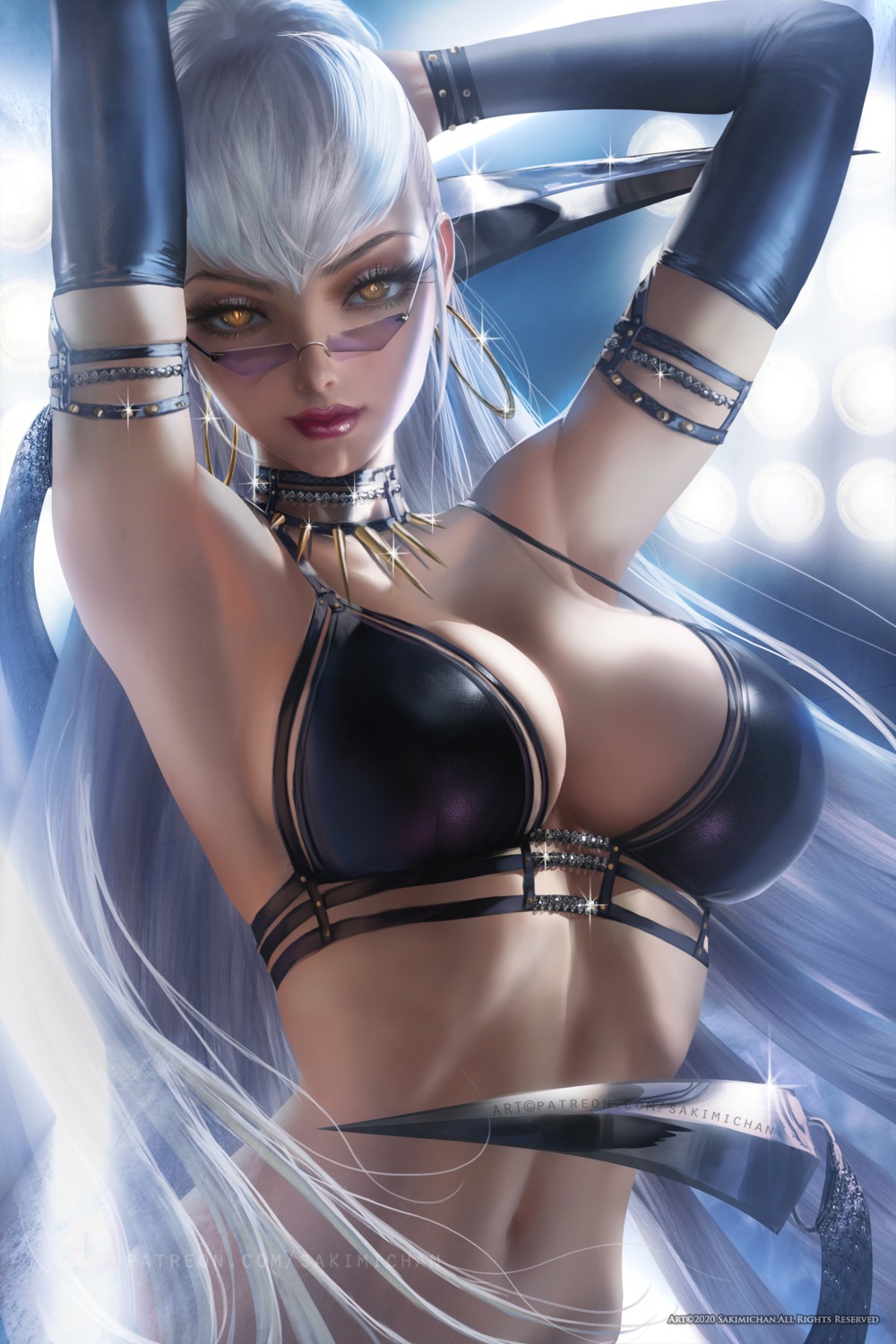 bikini_top evelynn league_of_legends megane sakimichan swimsuits weapon