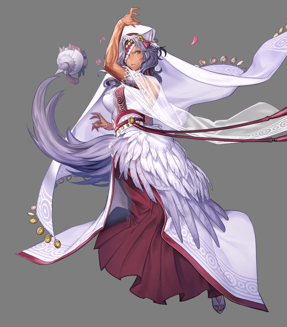 animal_ears cleavage dress eyepatch fire_emblem fire_emblem:_akatsuki_no_megami nailah nintendo penekor see_through tail tattoo transparent_png wedding_dress