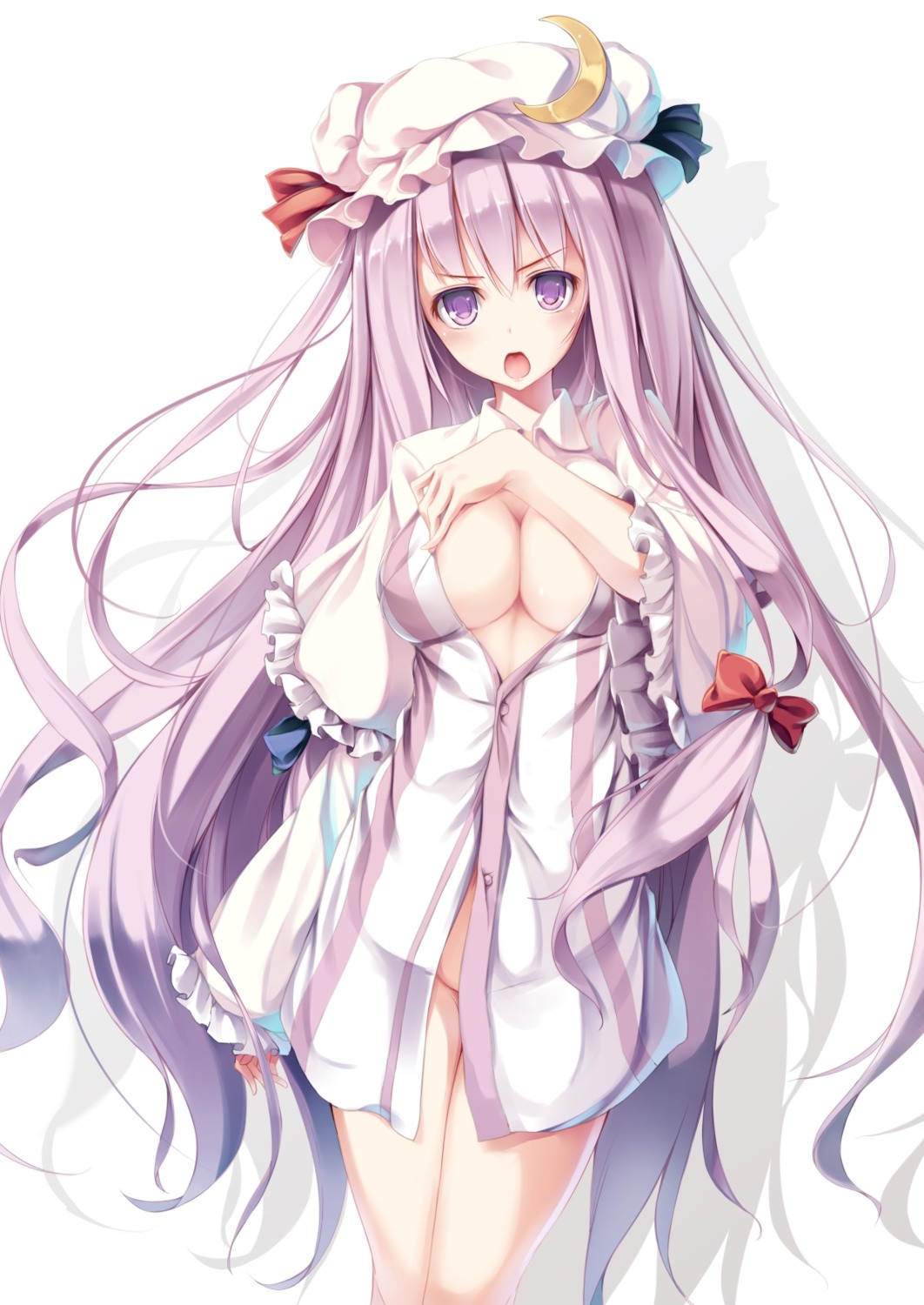 breast_hold cleavage fal_maro no_bra nopan patchouli_knowledge touhou