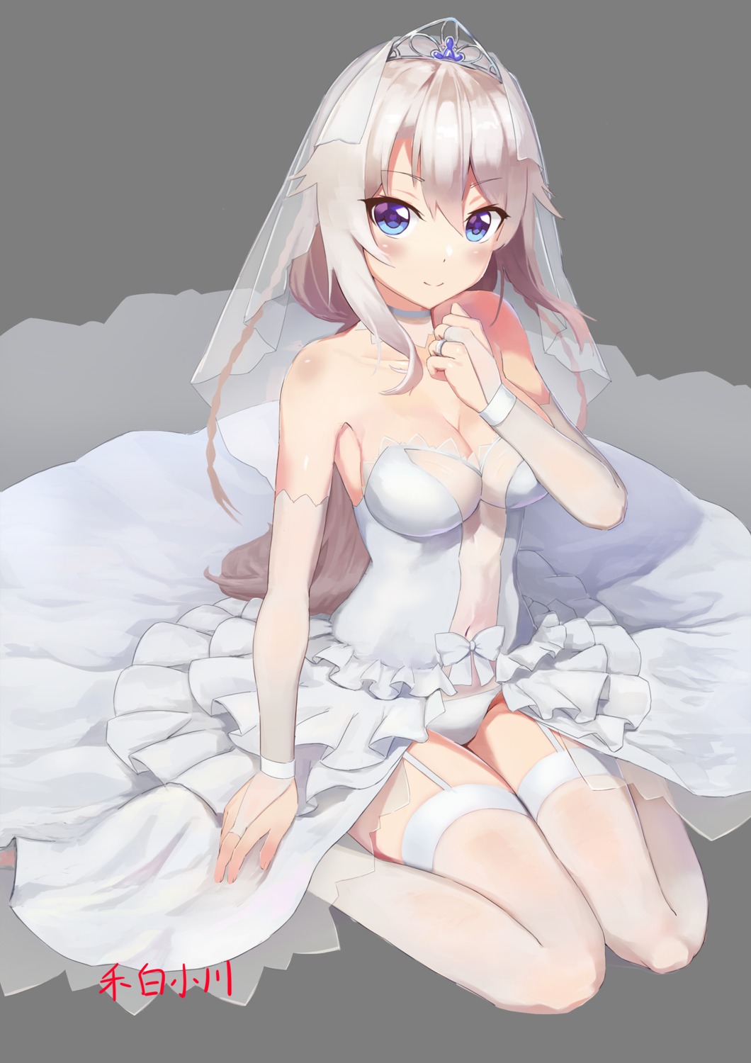 9a-91_(girls_frontline) breast_hold dress girls_frontline hebai_xiaochuan no_bra see_through stockings thighhighs transparent_png wedding_dress