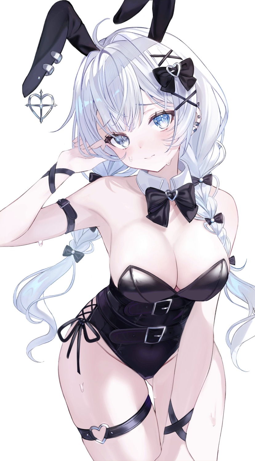 animal_ears bunny_ears bunny_girl garter haruhiruri heterochromia no_bra