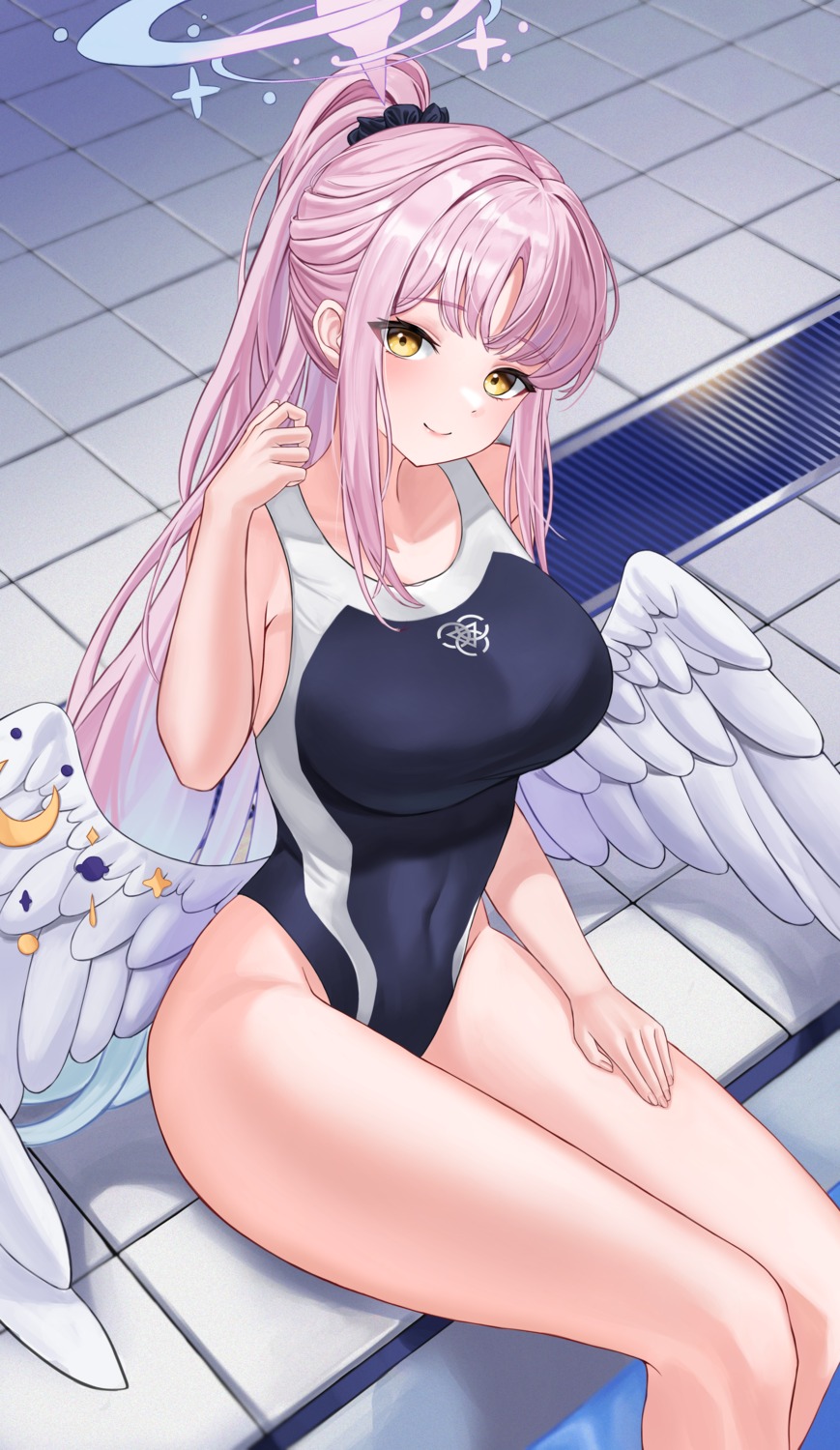 angel blue_archive misono_mika nyanbutter swimsuits wings