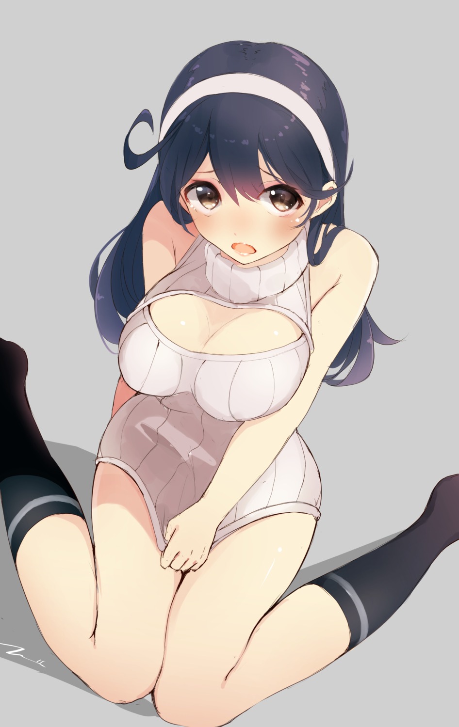 cleavage kantai_collection sweater tbd11 ushio_(kancolle)